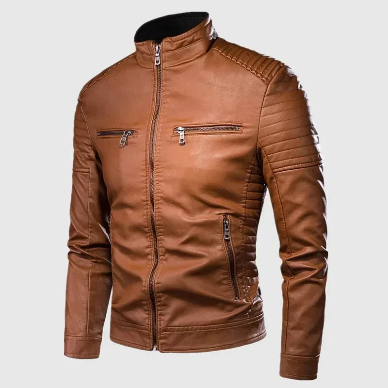 Mikkel™ Armor – Vintage læderlook med quiltede skuldre