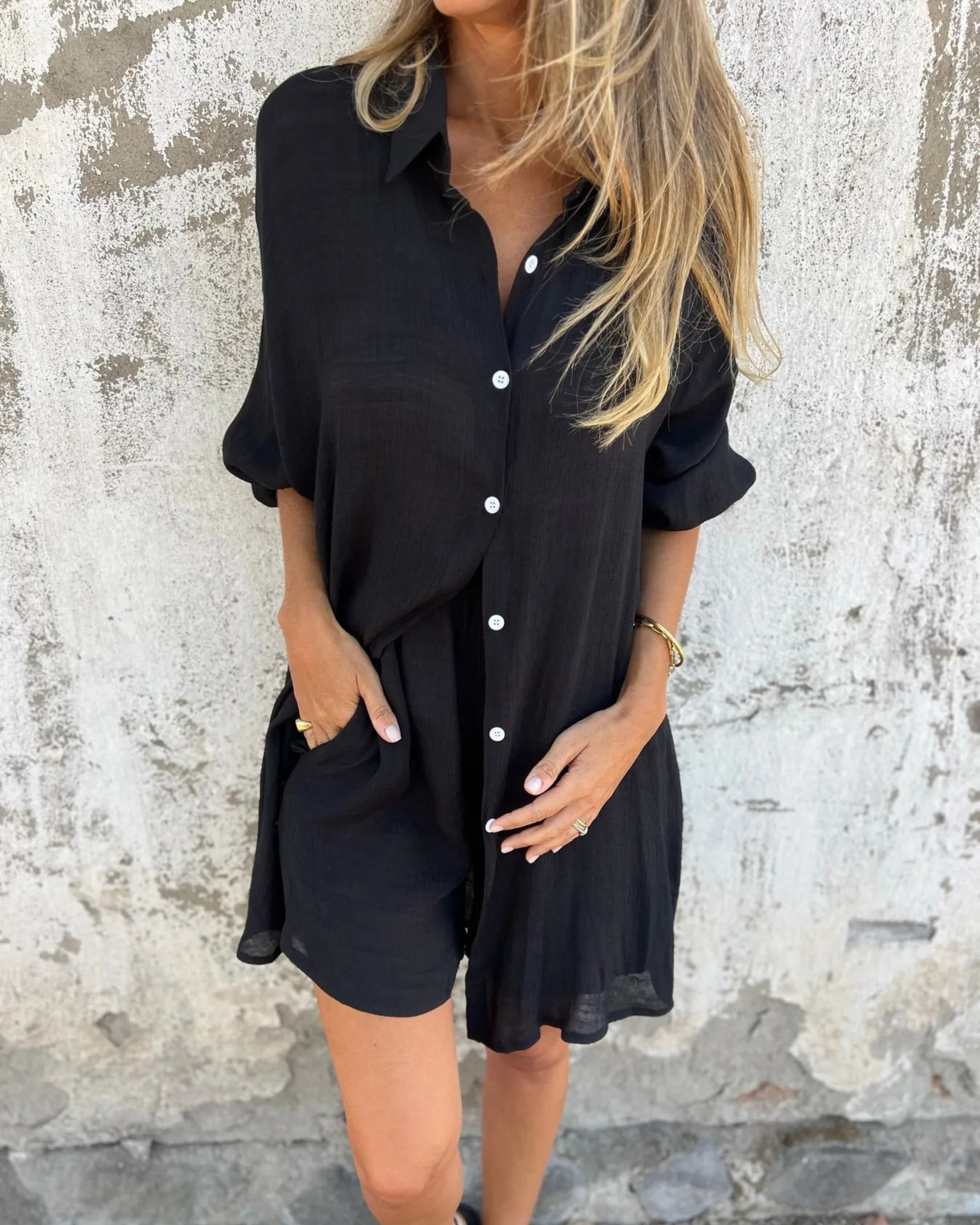 Izela – casual skjorte- og shorts-sæt
