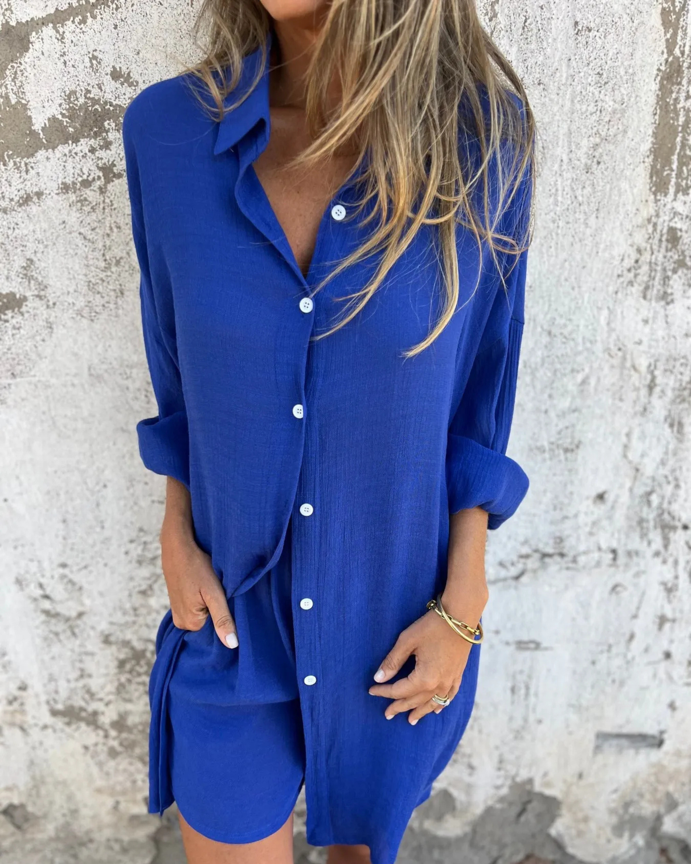 Izela – casual skjorte- og shorts-sæt