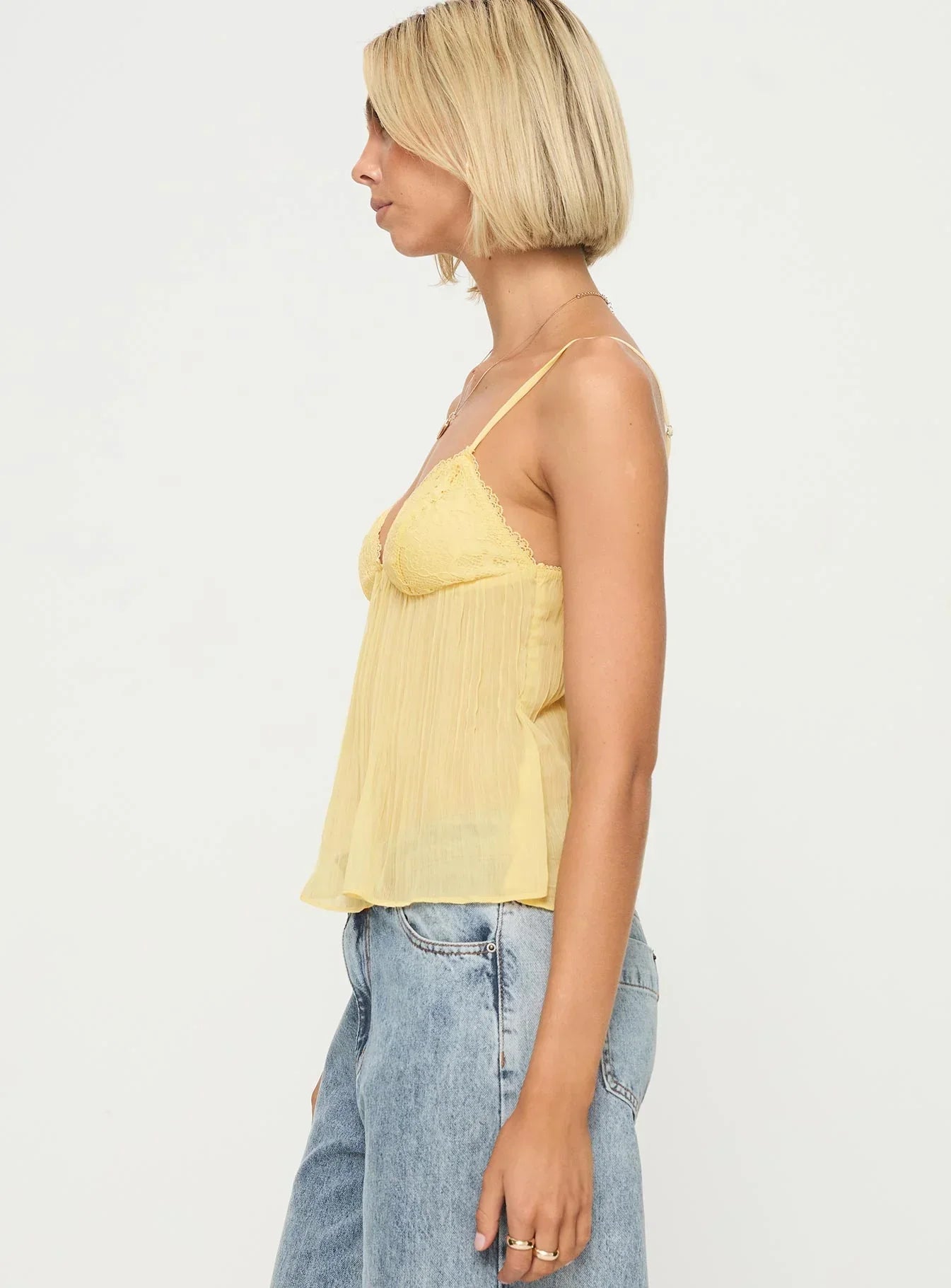 LACE PLEATED TOP | BLØD GUL