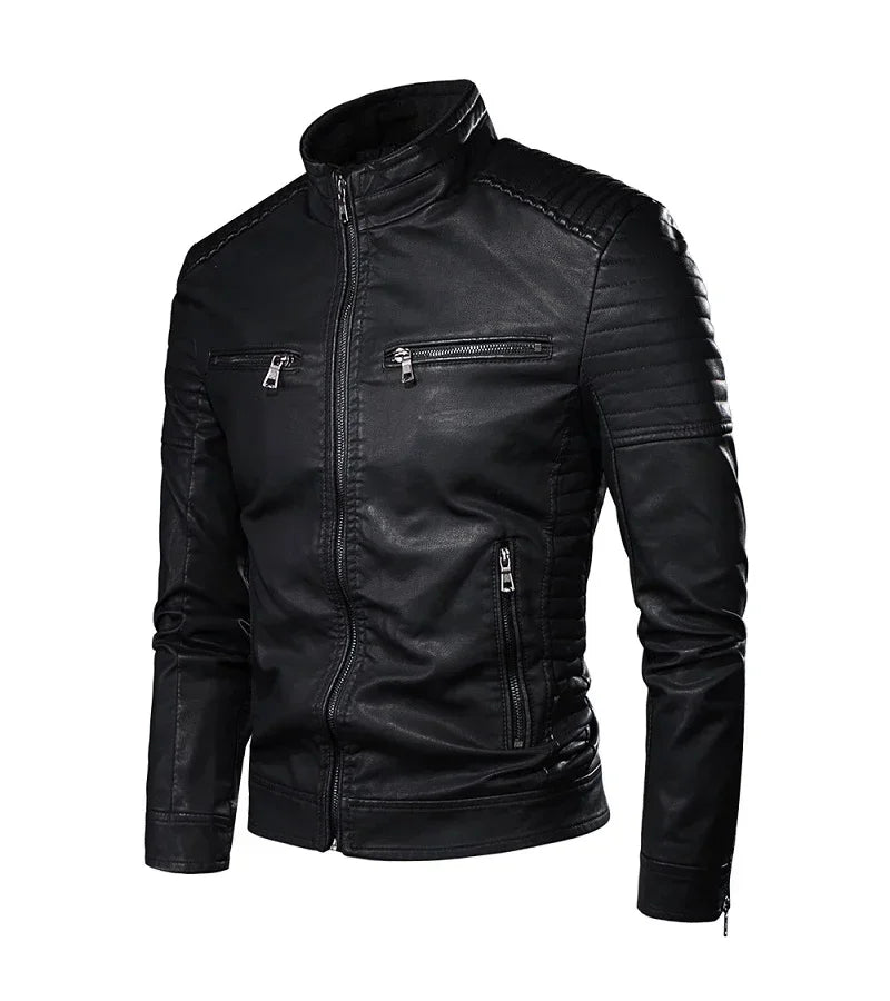 Mikkel™ Armor – Vintage læderlook med quiltede skuldre