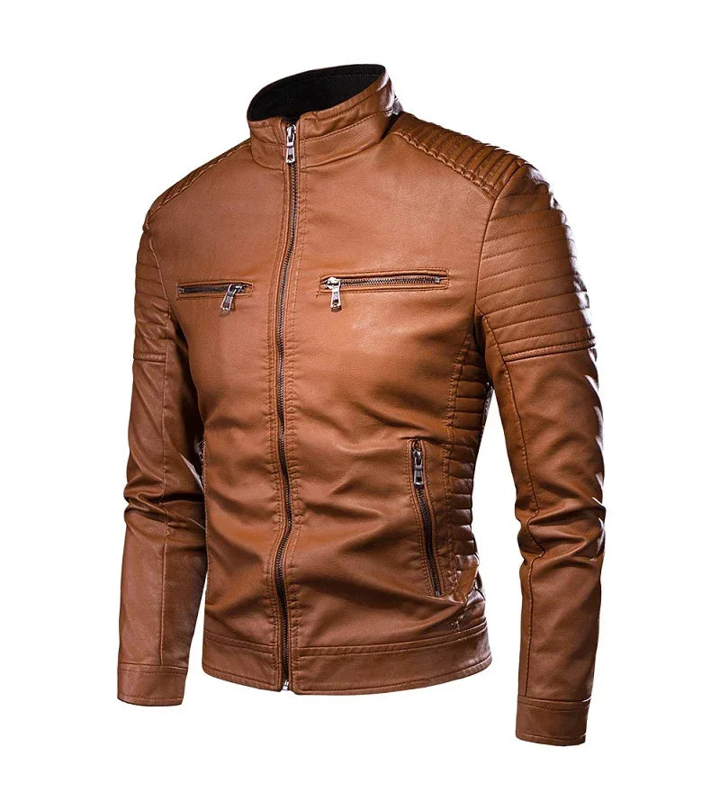 Mikkel™ Armor – Vintage læderlook med quiltede skuldre