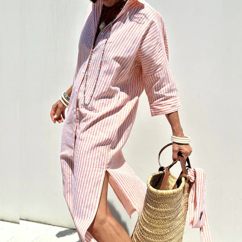 Signe - Elegant Striped Shirt Dress