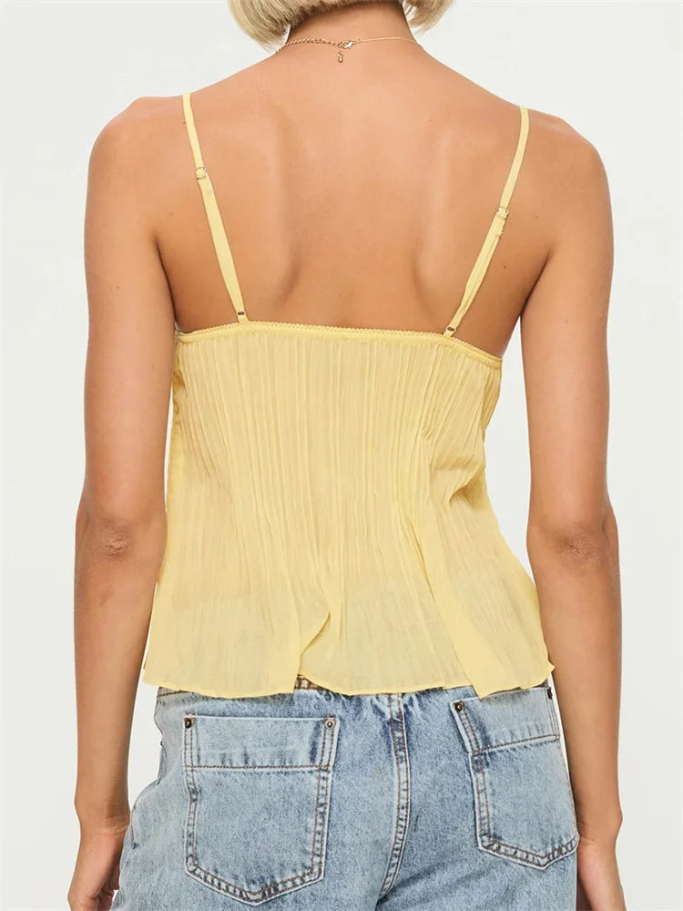 LACE PLEATED TOP | BLØD GUL