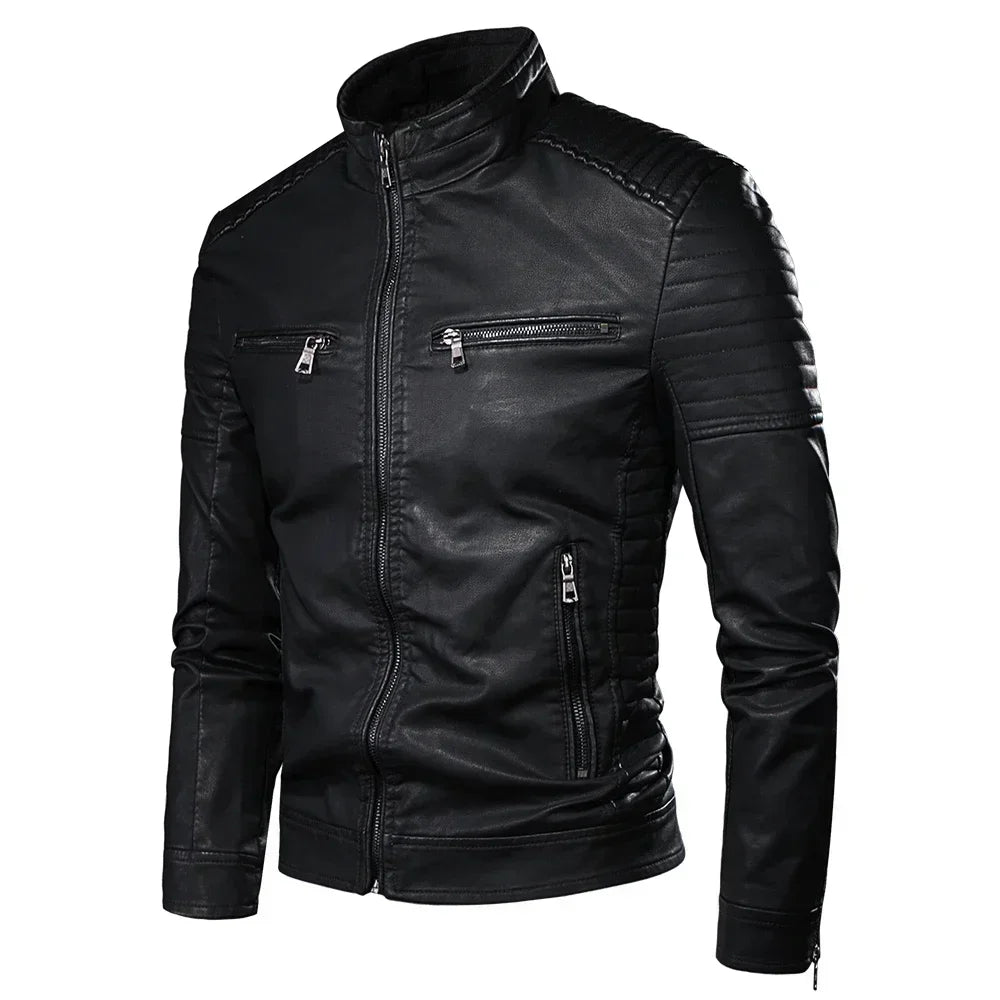 Mikkel™ Armor – Vintage læderlook med quiltede skuldre
